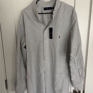 Polo Ralph Lauren White and Gray Checkered Oxford Men's Shirt